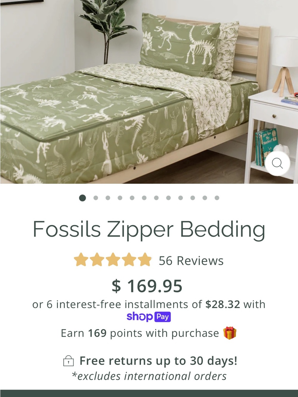 Fossil Beddy’s Zipper Bedding
